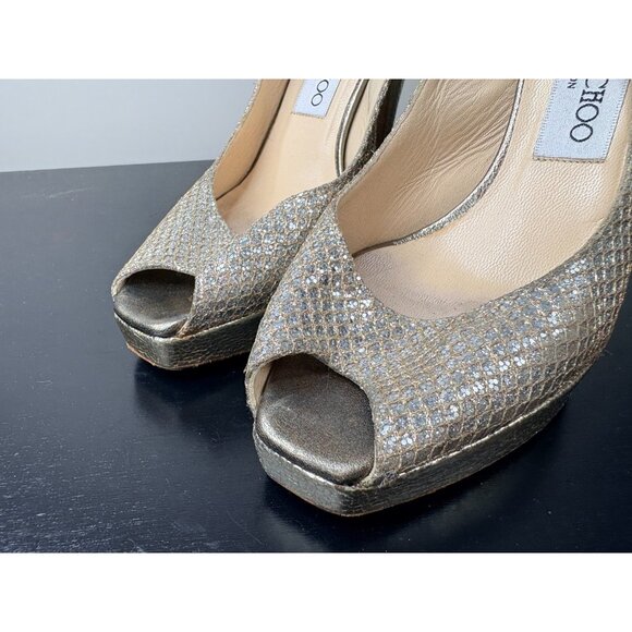 $695.00 Jimmy Choo Silver & Gold Sandals / Heels 6.5 e36.5 - Picture 10 of 12